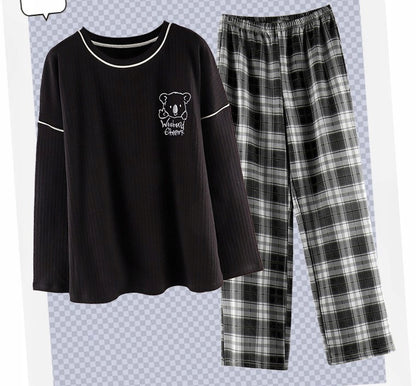 Women's Pyjamas — Black with Checked Trousers