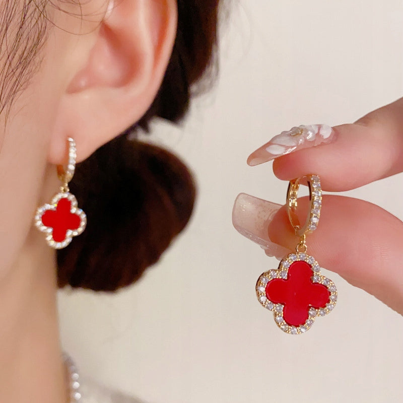 Boucles d’oreilles à zircons pour femme – rouge