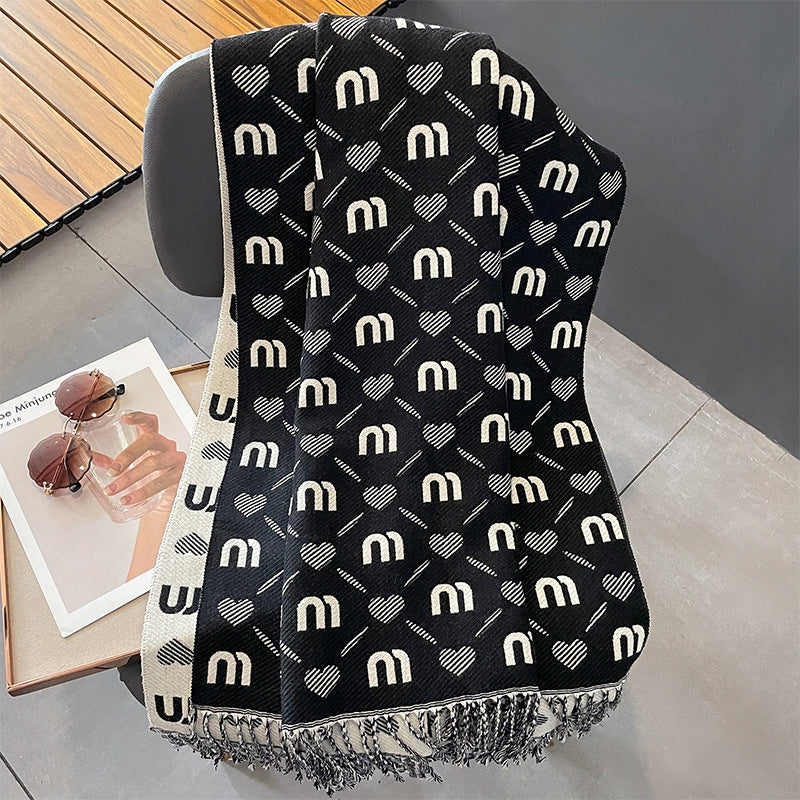 Écharpe pour femme 180 × 67 cm – noir et blanc
