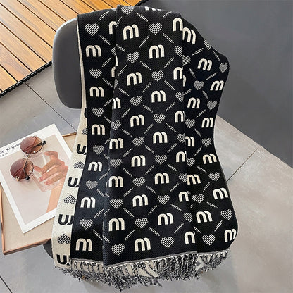 Écharpe pour femme 180 × 67 cm – noir et blanc