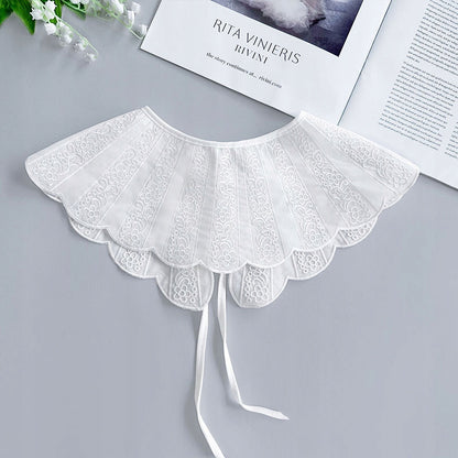 Col amovible brodé pour femme – blanc