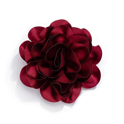 Brosche Satinrose 20 cm – bordeauxrot und rosa