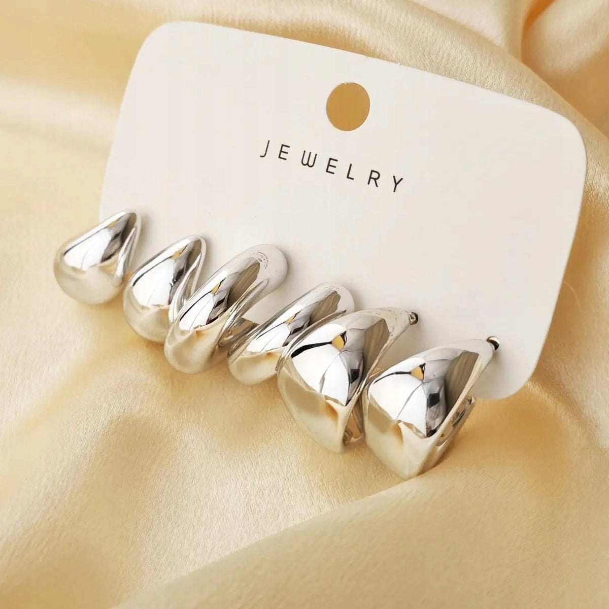 Elegant Women's Silver-Tone Stud Earring Set