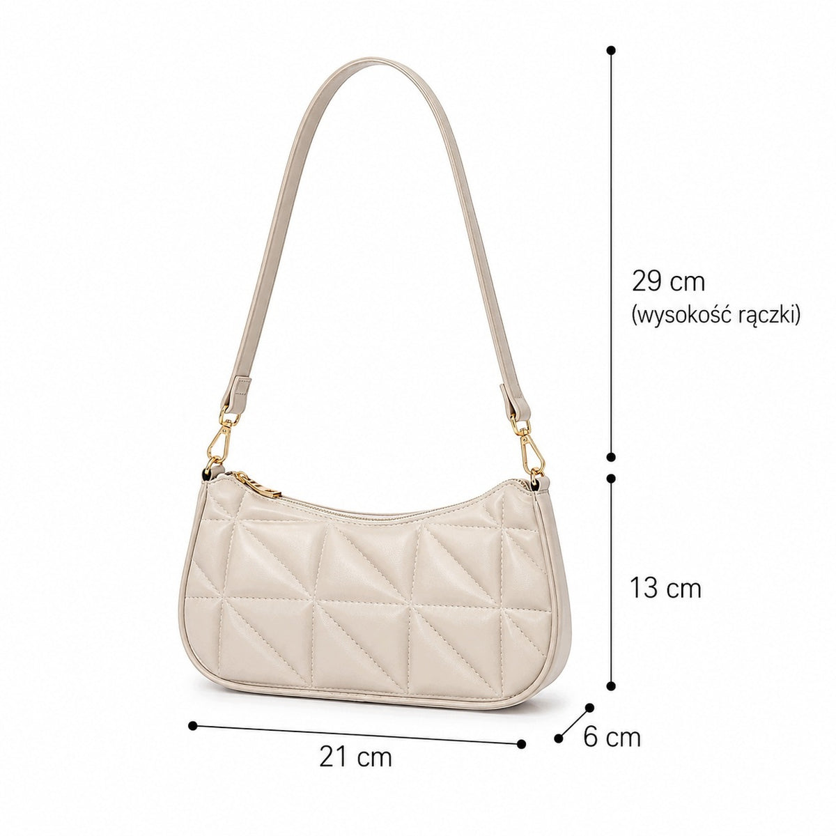 Gesteppte Damenhandtasche – cremefarben