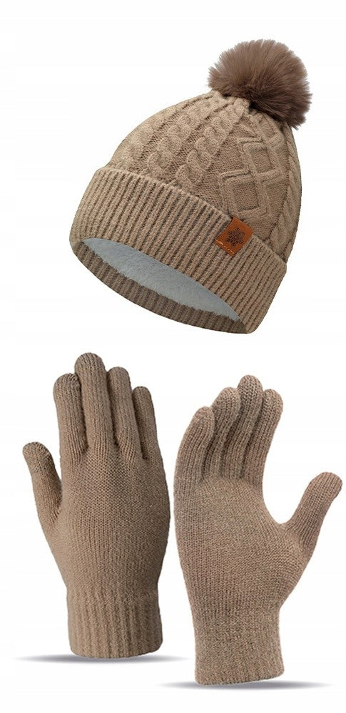 Winter Hat, Snood and Gloves Set – Khaki