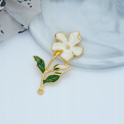 Brosche Blume mit Perlen – goldfarben