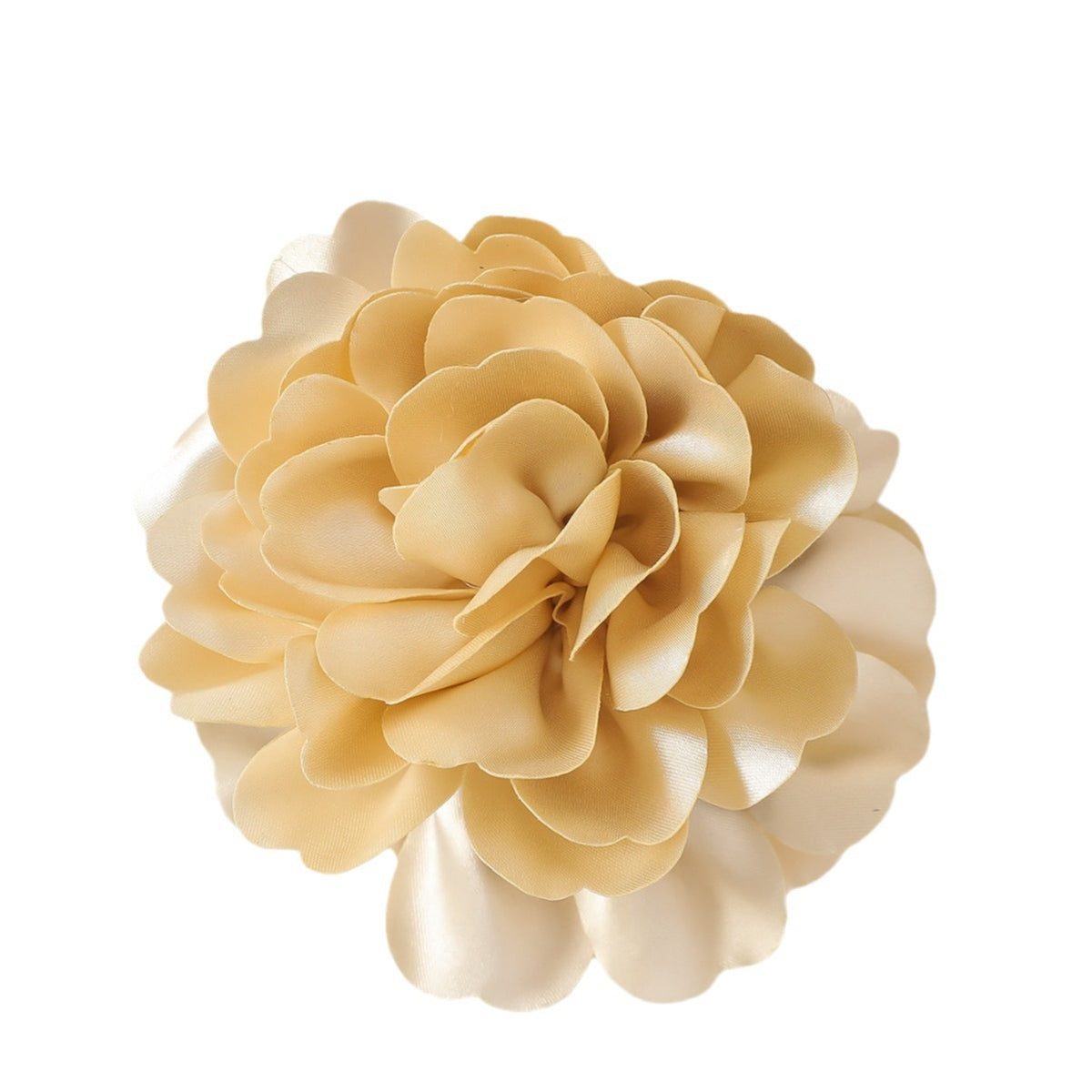 duża BROSZKA przypinka KWIAT beżowy 20cm satynowa RÓŻA elegancka