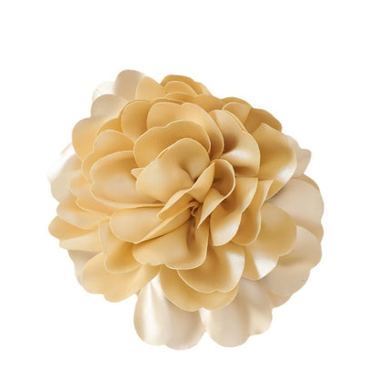 duża BROSZKA przypinka KWIAT beżowy 20cm satynowa RÓŻA elegancka