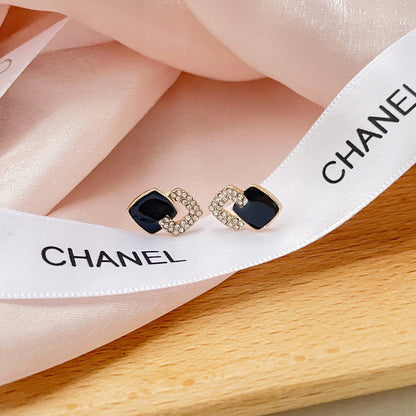 Women's Earrings with Rhinestones – Silver-Tone & Black