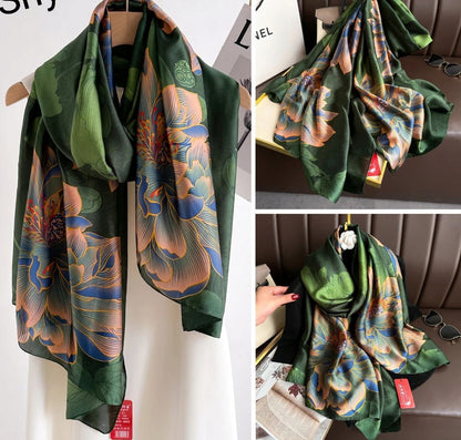 Silk-Effect Scarf 180 × 90 cm – Green