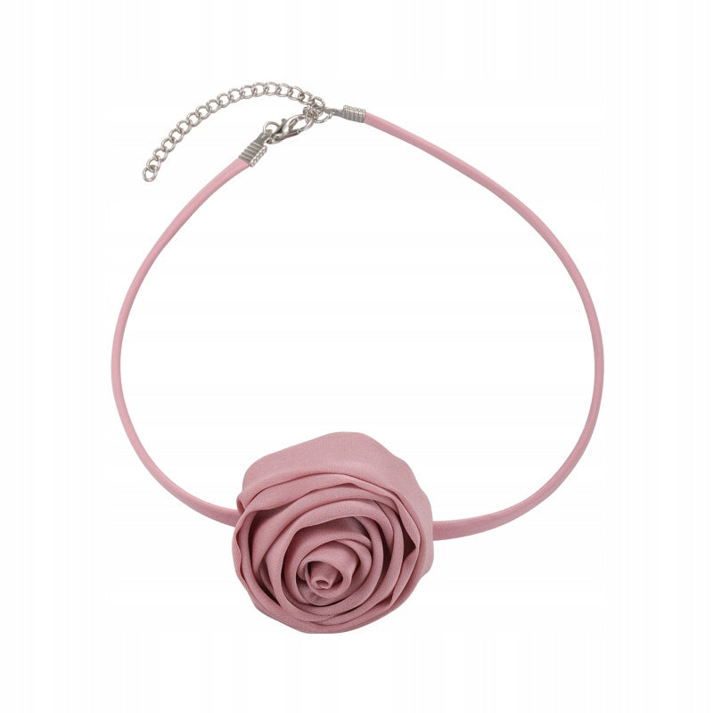 Colier choker cu trandafir – roz