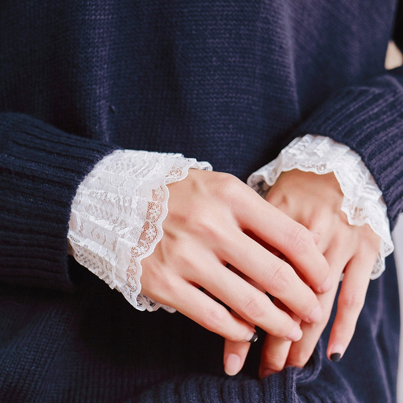 Elegant White Detachable Cuffs — Decorative Wrist Accessories