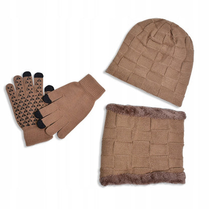 Ensemble homme : bonnet, tour de cou et gants – kaki