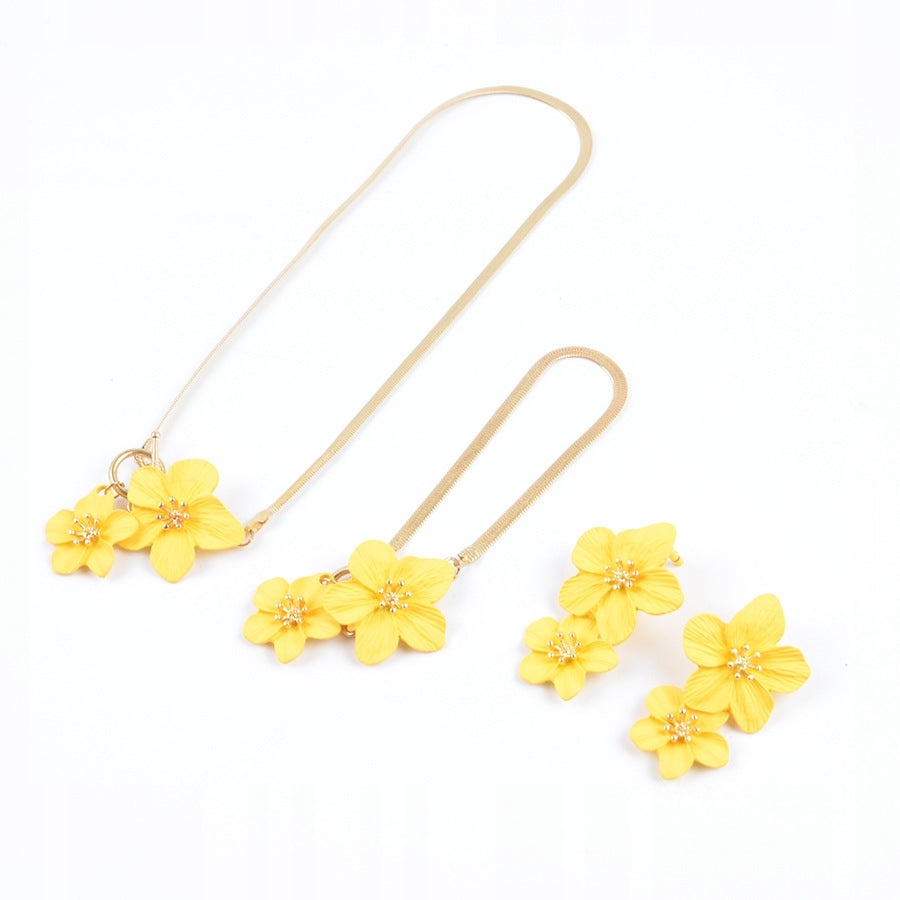Necklace & Earrings & Bracelet Set – Yellow