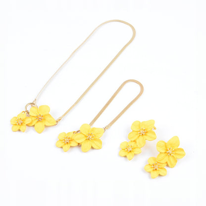 Necklace & Earrings & Bracelet Set – Yellow