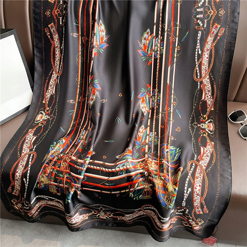 Women's Elegant Large Silk-Effect Scarf — Beautiful, Sophisticated Style, 180×90 cm