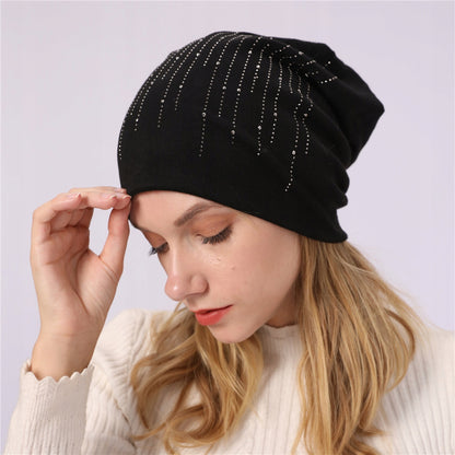 Women's Beanie with Rhinestones – Black