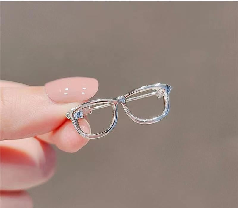 Brosche Brille – silberfarben