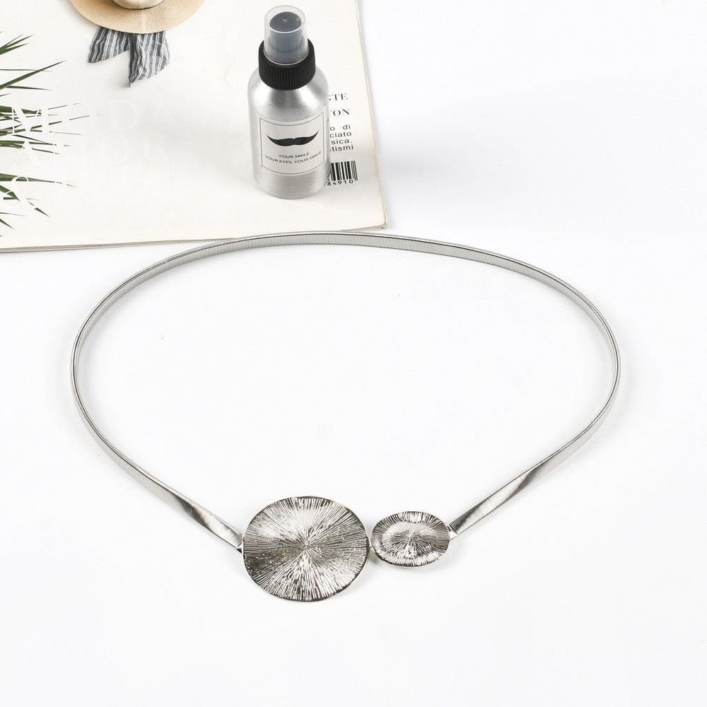 Cinturón elástico de muelle de mujer – plateado