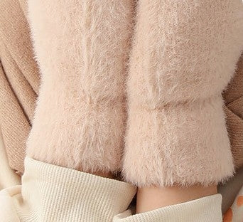 Guantes de tejido de ante de mujer – beige