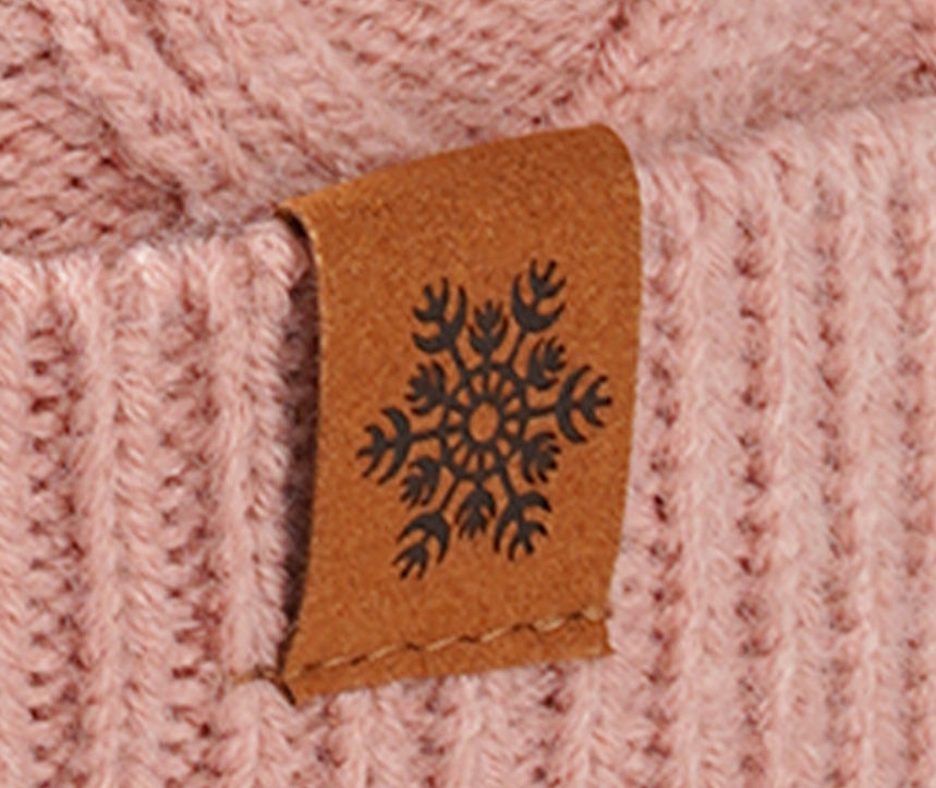 Ensemble : bonnet, tour de cou et gants – rose