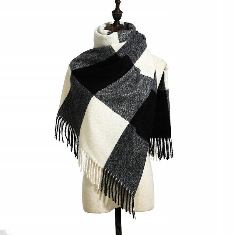 Damen-Winterschal 200 × 66 cm – schwarz und weiß