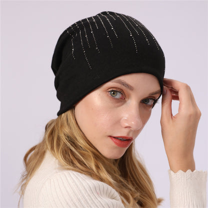 Women's Beanie with Rhinestones – Black
