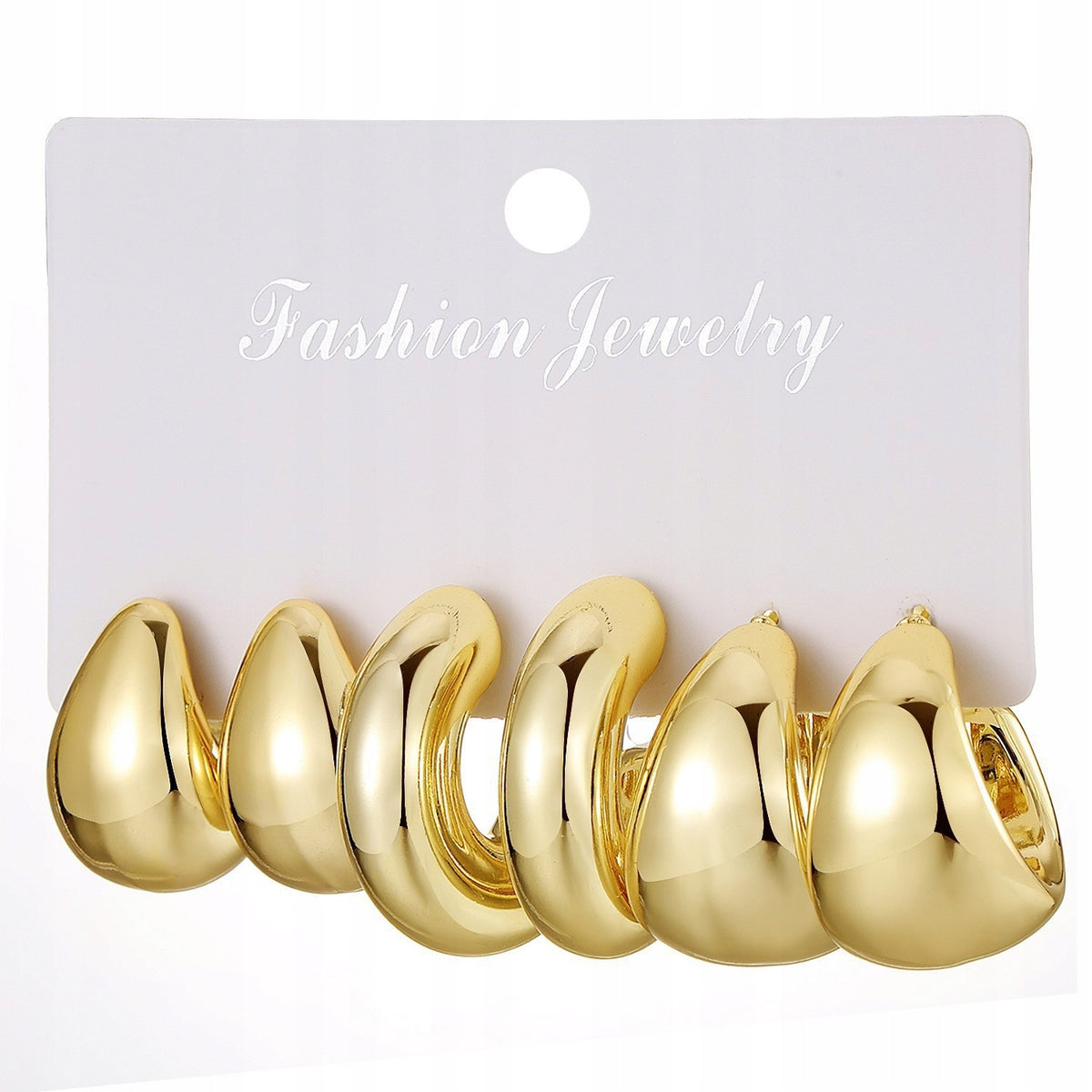 Elegant Women's Gold-Tone Stud Earring Set