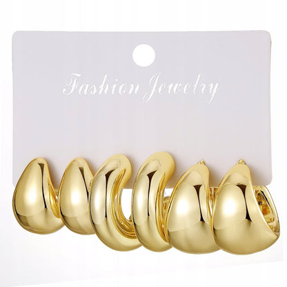 Elegant Women's Gold-Tone Stud Earring Set