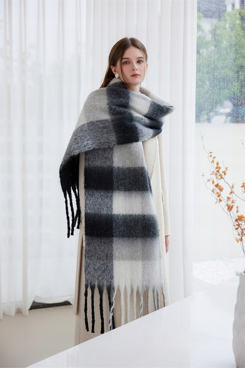 Écharpe d’hiver pour femme 200 × 40 cm – blanc