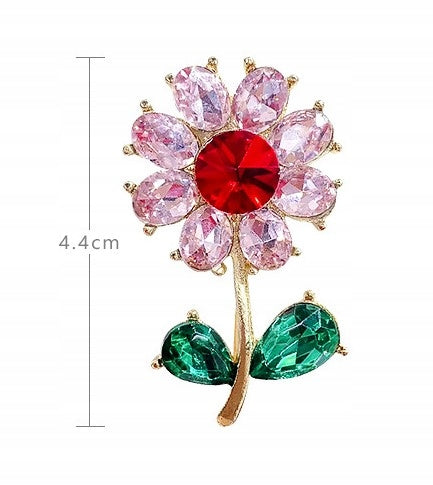 Broșă floare cu zirconii – multicolor