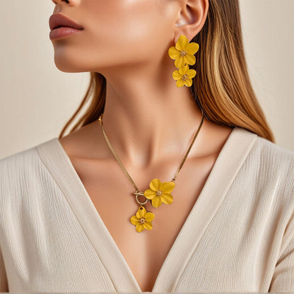 Necklace & Earrings & Bracelet Set – Yellow