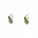Pendientes de botón con perlas – blanco y verde