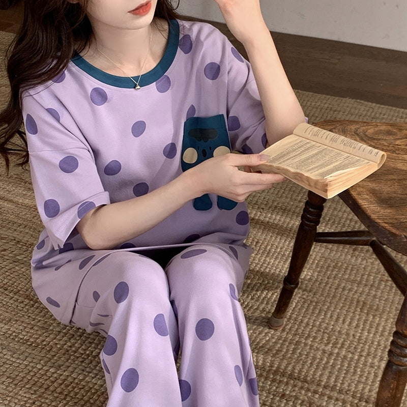Women's Pyjamas — Purple Polka Dots
