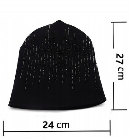 Women's Beanie with Rhinestones – Black