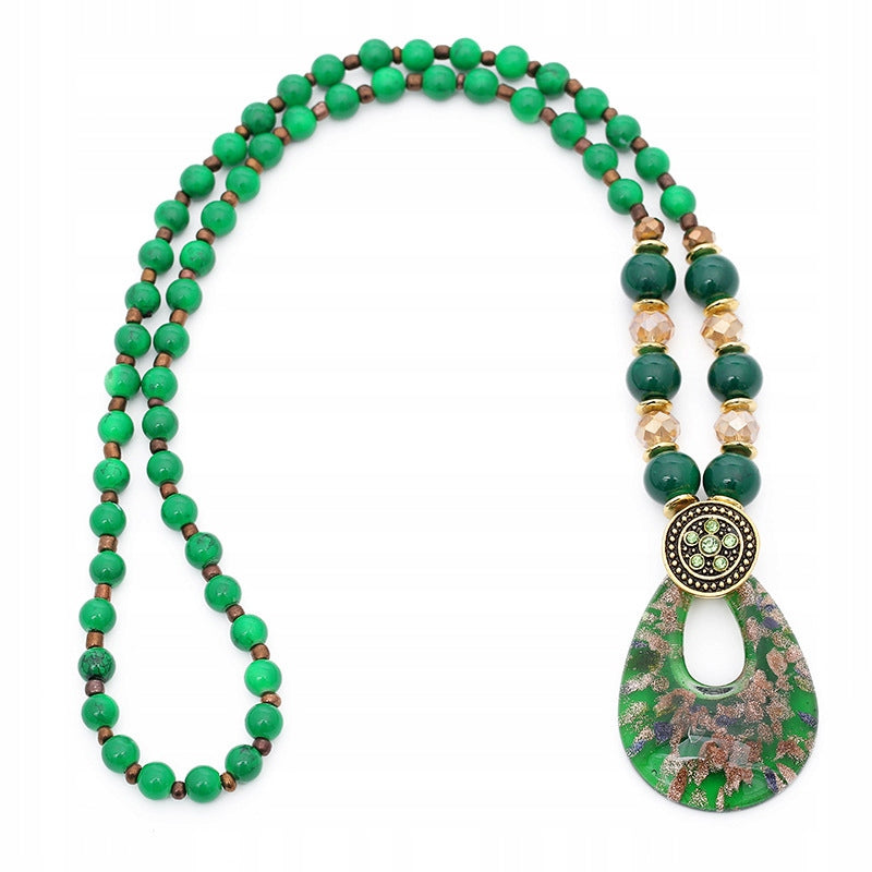 Elegant Glass Bead Pendant Necklace — Decorative Jewellery for Special Occasions
