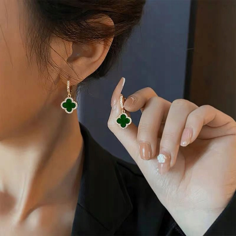 Delicate, Elegant Women's Green Earrings with Cubic Zirconia