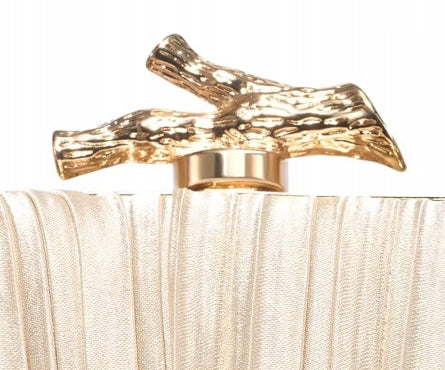 Women's Elegant Beige Evening Clutch Bag with a Chain Strap, 19 cm