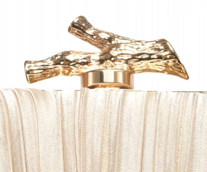Women's Elegant Beige Evening Clutch Bag with a Chain Strap, 19 cm