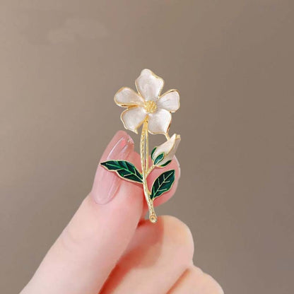Brosche Blume mit Perlen – goldfarben