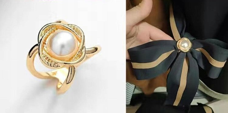 Hebilla para pañuelo con perla – dorado