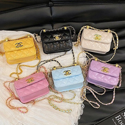 Women's Luxury Cream Mini Quilted Bag with a Chain Strap, 13×11×6 cm