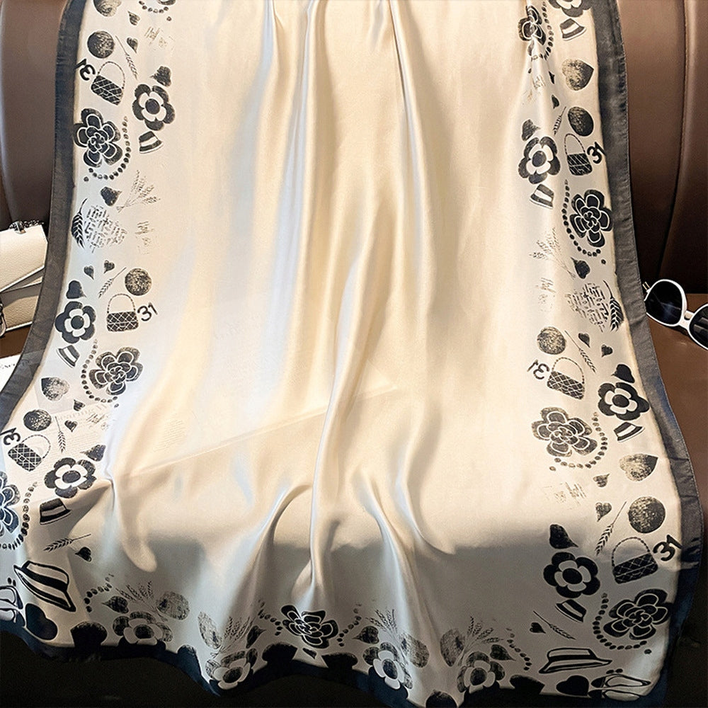 Women's Elegant Large Silk-Effect Scarf — Beautiful, Sophisticated Style, 180×90 cm
