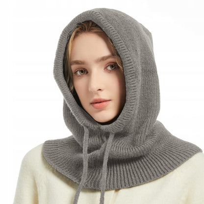 Women's Stylish Grey Winter Balaclava Hood and Neck Warmer