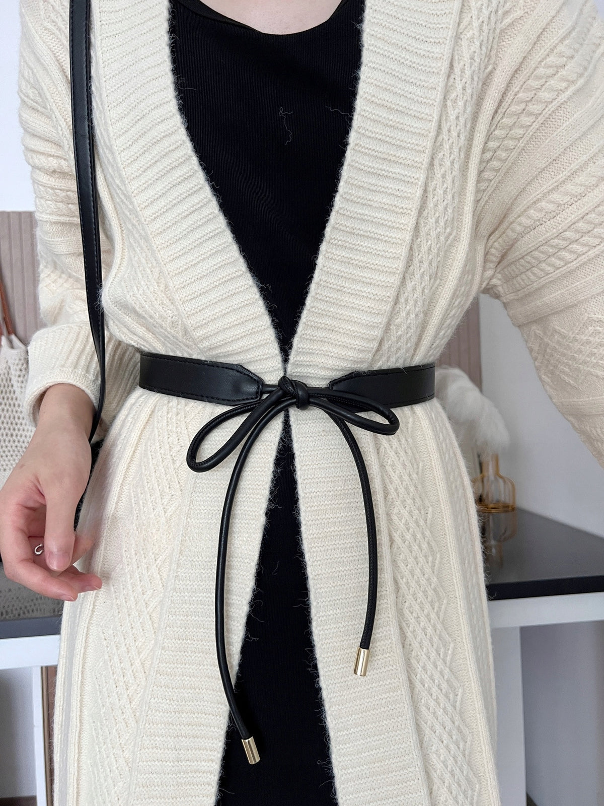 Women's Black Faux Leather Tie-Waist Belt — Elegant Fashion Accessory