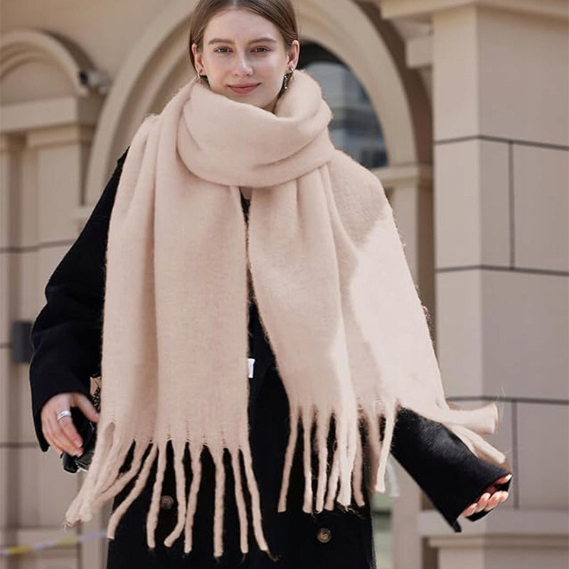 Bufanda de invierno de mujer 200 × 40 cm – crema