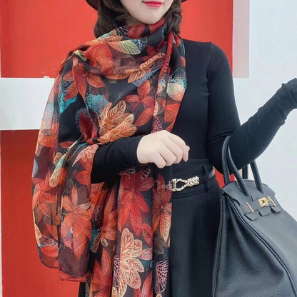 Silk-Effect Scarf 180 × 90 cm – Black & White
