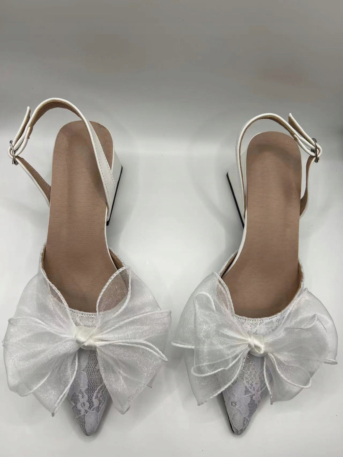White Satin Bow Shoe Clips — Elegant Decorations for High Heels