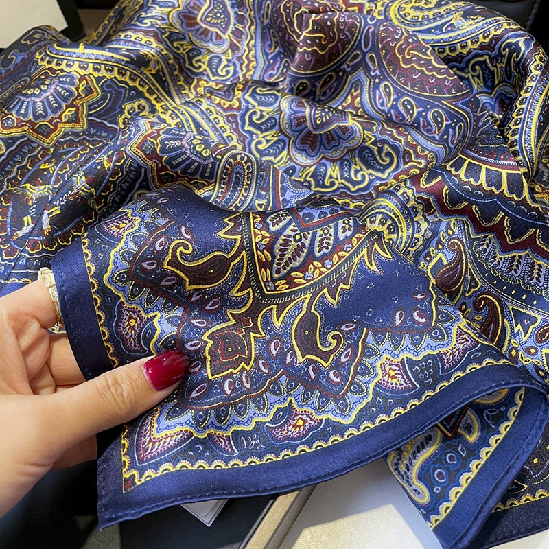 Silk-Effect Scarf 180 × 90 cm – Navy