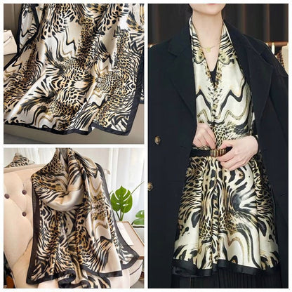 Women's Elegant Large Silk-Effect Scarf — Beautiful, Sophisticated Style, 180×90 cm